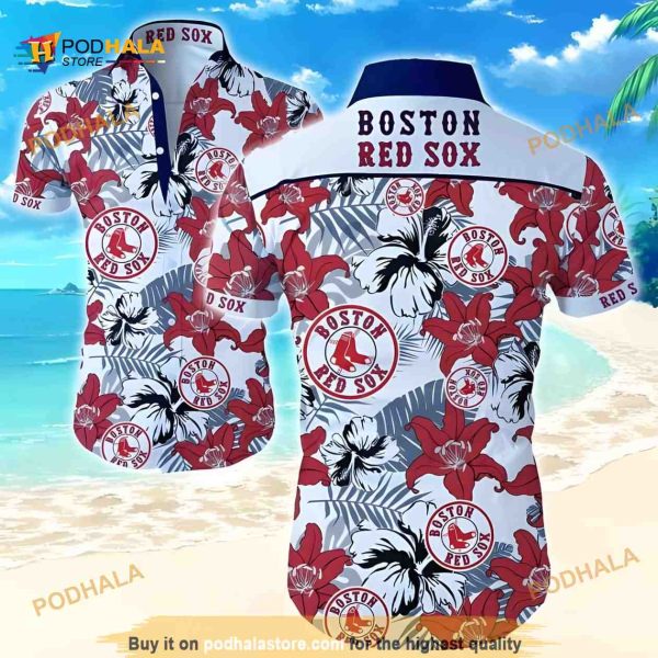 Boston Red Sox MLB Hawaiian Shirt, Tropical Flower Pattern Beach Lovers Gift