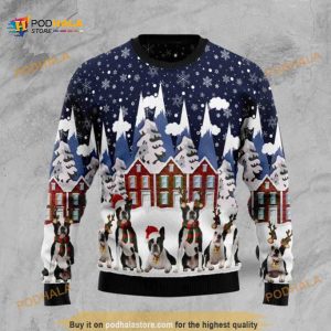 Boston Terrier Family Christmas Wool Funny Ugly Christmas Sweater