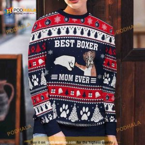 Boxer Dog Ugly Christmas Wool Sweater