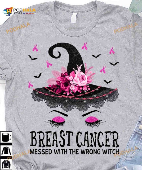 Breast Cancer Messed With The Wrong Witch Halloween Shirt, Halloween Gift Ideas