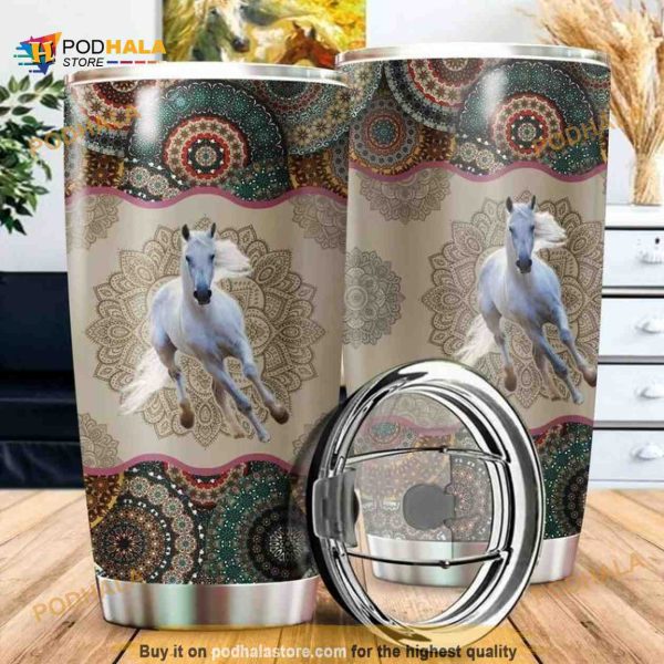 Brocade Horse Stainless Steel Cup Coffee Tumbler