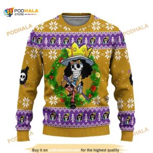 Brook One Piece Anime Xmas Wool Ugly Sweater
