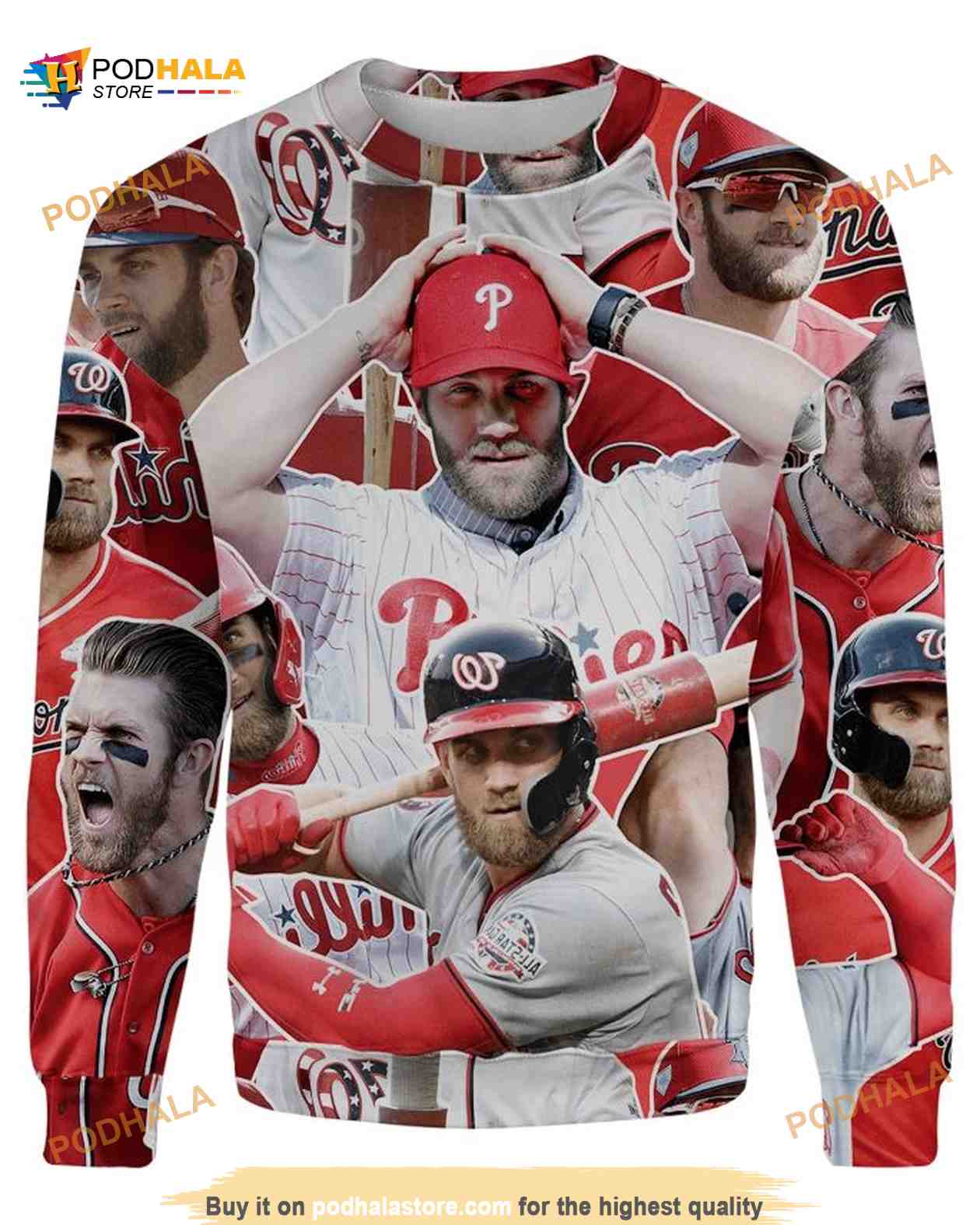 Bryce Harper All Over Printed Funny Ugly Christmas Sweater - Bring