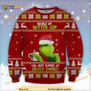 Buckle Up Buttercup You Just Flipped My Grinch Switch Wool Christmas Sweater