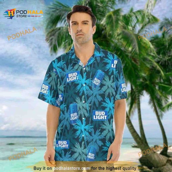 Bud Light Hawaiian Shirt Tropical Palm Tree Gift For Someone Going To Hawaii