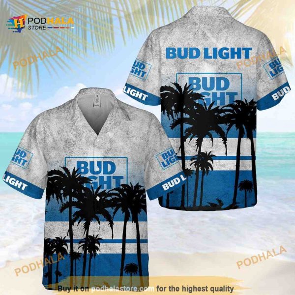 Bud Light Hawaiian Shirt Vintage Palm Island Birthday Gift For Beach Lovers