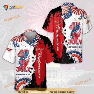 Budweiser Beer Hawaiian Shirt, Independence Day 4th Of July Aloha Shirt