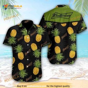 Budweiser Beer Hawaiian Shirt, Pineapple Tropical Practical Beach Gift Aloha Shirt