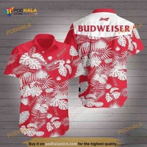 Budweiser Hawaiian Shirt, Palm Leaves Pattern Best Beach Gift Aloha Shirt