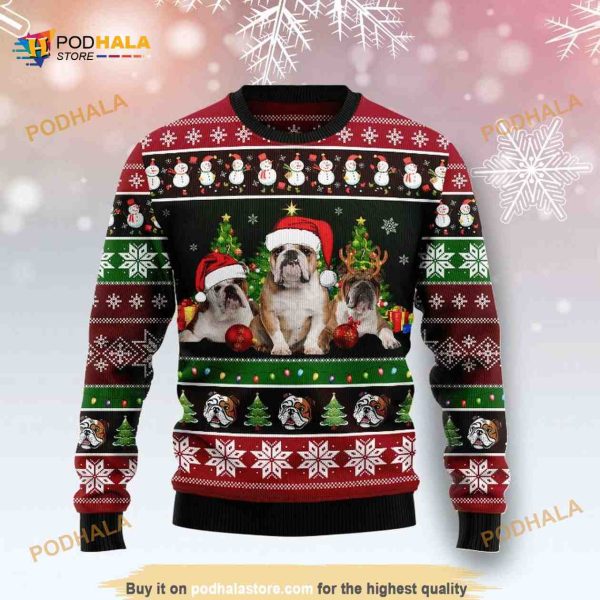 Bulldog Group Beauty Christmas 3D Funny Ugly Christmas Sweater