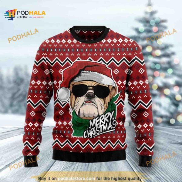 Bulldog Merry Christmas Funny Ugly Christmas Sweater 3D
