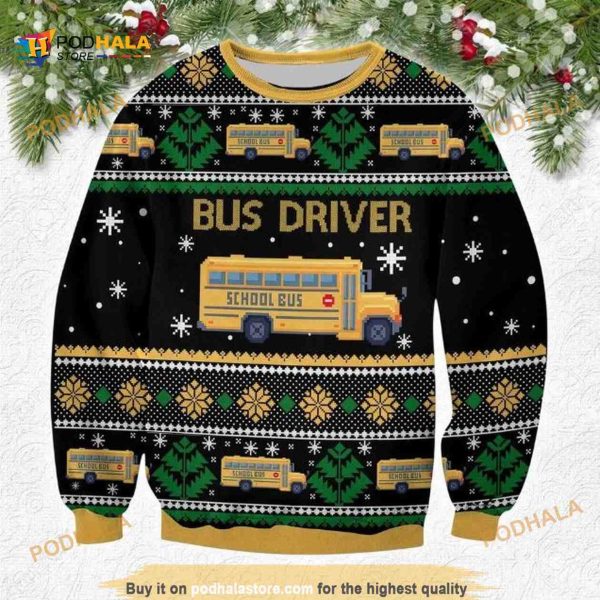 Bus Driver Christmas Funny Ugly Christmas Sweater 3D