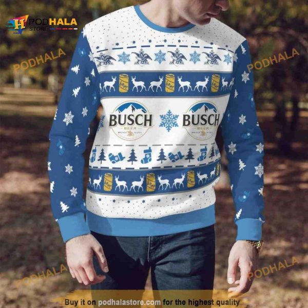 Busch Light Beer Xmas Funny Ugly Christmas Sweater 3D