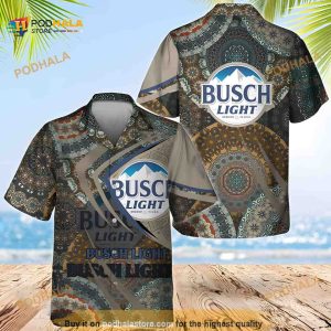 Busch Light Hawaiian Shirt, Boho Mandala Pattern, Beer Lovers Gift
