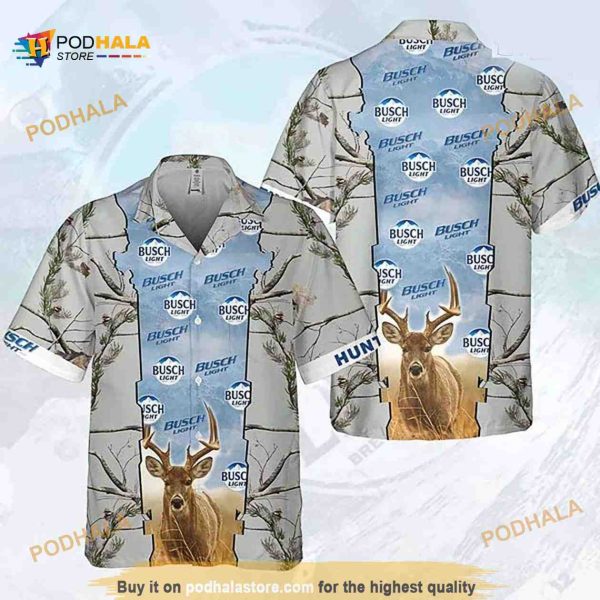 Busch Light Hawaiian Shirt, For Deer Hunters And Beer Lovers