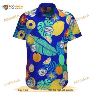 Busch Light Hawaiian Shirt, Tropical Blue Summer Holiday Gift