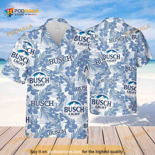 Busch Light Hawaiian Shirt, Tropical Flower Pattern, Gifts For Beer Drinkers