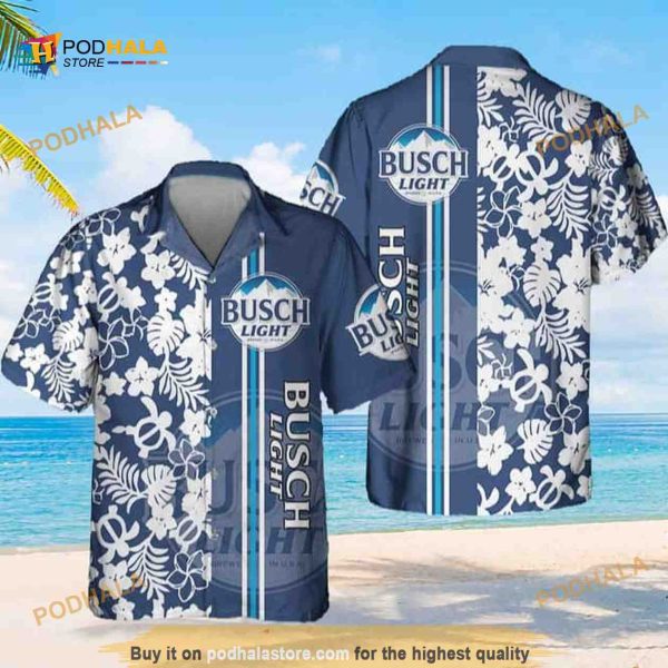 Busch Light Hawaiian Shirt, Turtle And Flower Pattern Best Beach Gift Summer Aloha