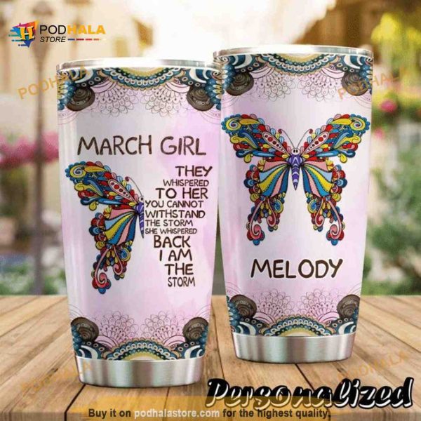 Butterfly March Girl Personalized Mandala Coffee Tumbler