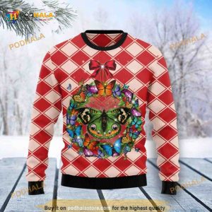 Butterfly Wreath Christmas 3D Funny Ugly Christmas Sweater