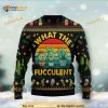 Cactus What The Fucculent 3D Xmas Funny Ugly Christmas Sweater