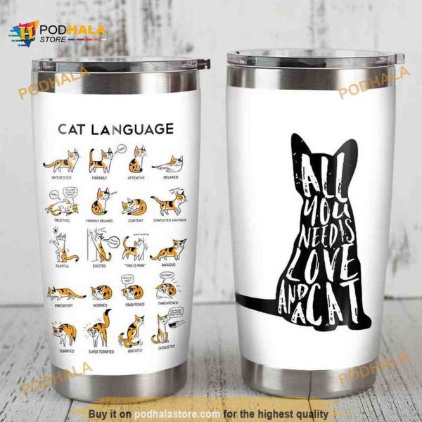 Calico Cat Body Language Gift Travel Coffee Tumbler