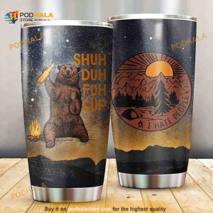 Camping Bear Coffee Tumbler I Hate People Gift Travel Coffee Tumbler