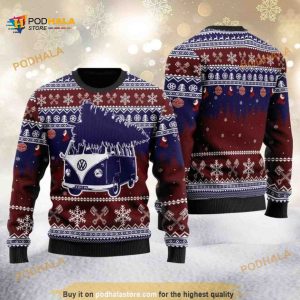 Camping Car Christmas Tree Funny Ugly Christmas Sweater 3D