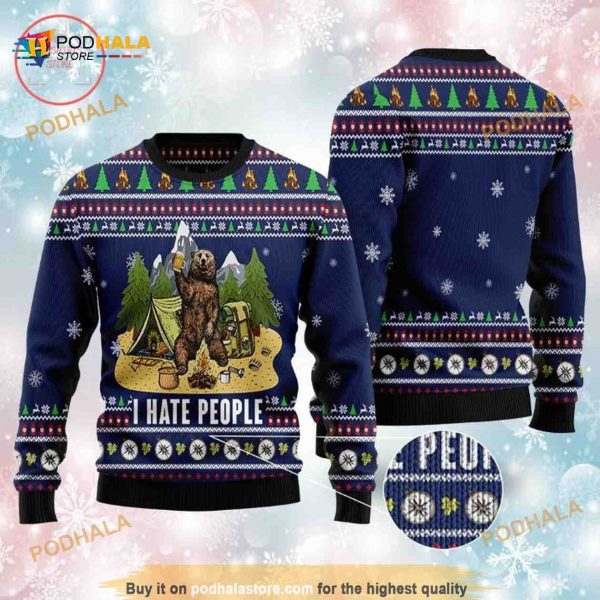 Camping I Hate People Xmas 3D Funny Ugly Christmas Sweater