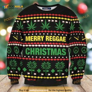 Canabis Merry Reggae 3D Christmas Funny Ugly Christmas Sweater