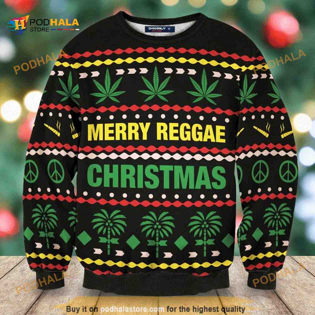 Canabis Merry Reggae 3D Christmas Funny Ugly Christmas Sweater Canabis Merry Reggae 3D Christmas Funny Ugly Christmas Sweater