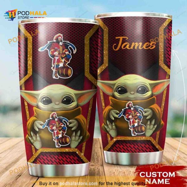 Captain Morgan Baby Yoda Custom Name Coffee Tumbler