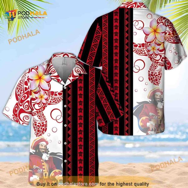 Captain Morgan Hawaiian Shirt, Polynesian Blend Ocean Turtle Best Beach Gift