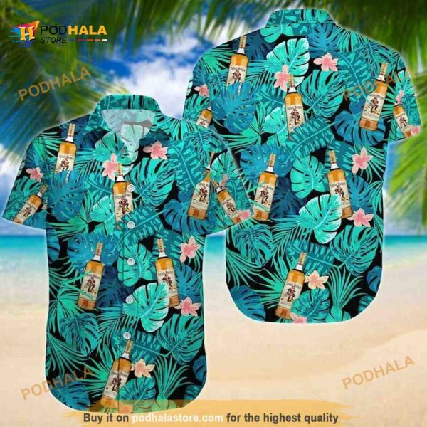 Captain Morgan Hawaiian Shirt, Tropical Palm Leaves Beach Lovers Gift