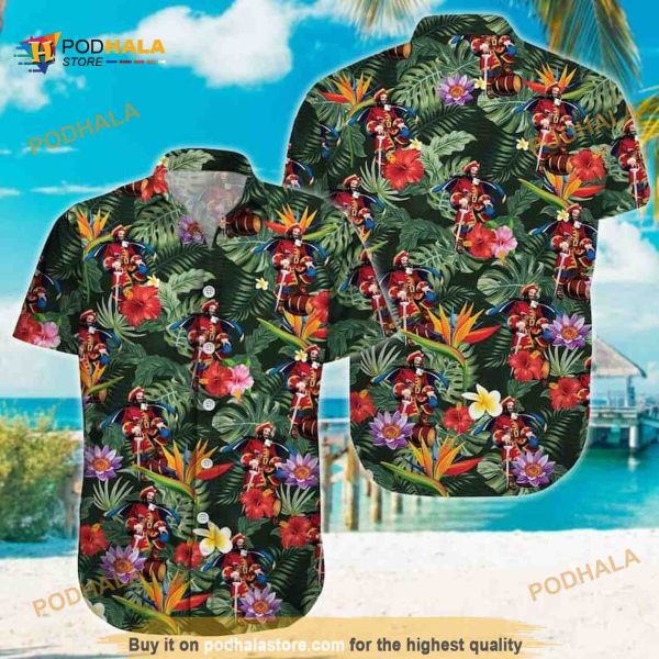 Captain Morgan Hawaiian Shirt, Tropical Summer Pattern Gift For Beach Vacation