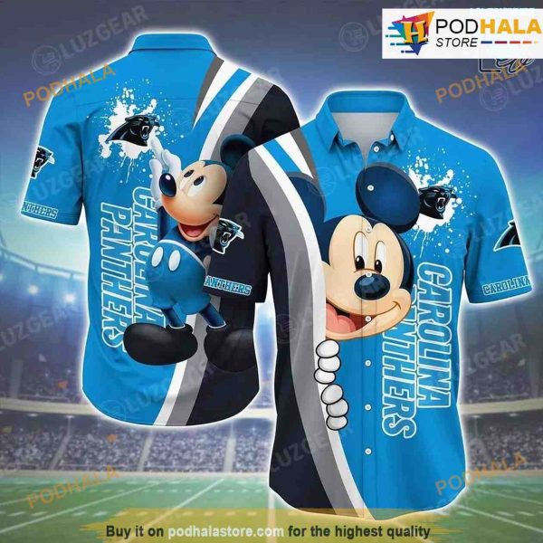 Carolina Panthers NFL Hawaiian Shirt Mickey Printed Gift, Carolina Panthers Gift