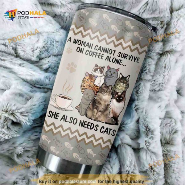Cat A Woman Cats Coffee Stainless Steel Cup Coffee Tumbler