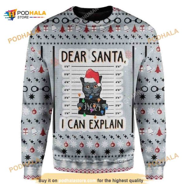 Cat Can Explain 3D Christmas Funny Ugly Christmas Sweater