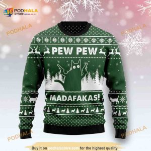 Cat Pew Pew Madafakas 3D Funny Ugly Christmas Sweater Xmas