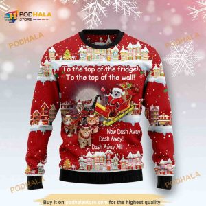 Cat Sleigh Christmas 3D Funny Ugly Christmas Sweater