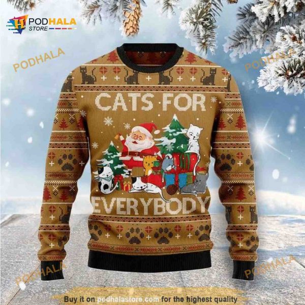 Cats For Everybody Christmas Funny Ugly Christmas Sweater 3D