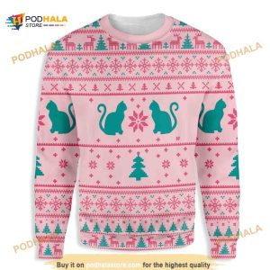 Cats Love Christmas Ugly Funny Ugly Christmas Sweater 3D