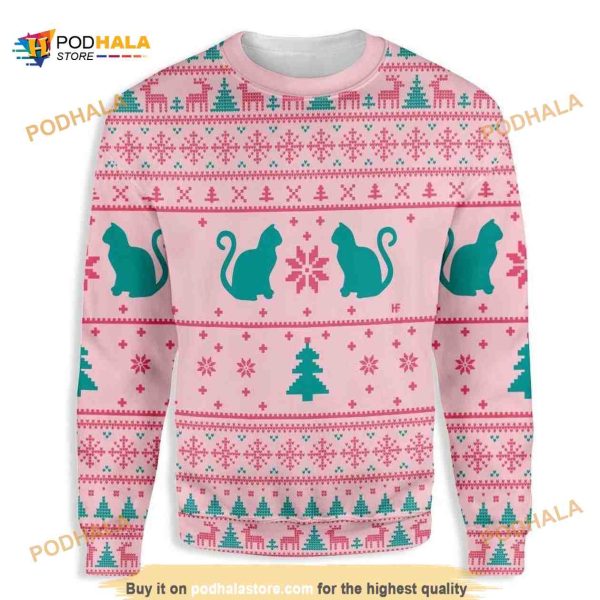 Cats Love Christmas Ugly Funny Ugly Christmas Sweater 3D