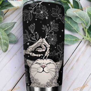 Cats Love Skull Stainless Steel Cup Coffee Tumbler, Cat Lovers Gift