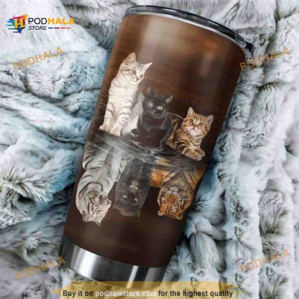 Cats Reflection Gift Travel Coffee Tumbler All Over Print, Cat Lovers Gift