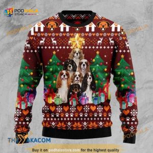 Cavalier King Charles Spaniel Pine Tree 3D Christmas Sweater