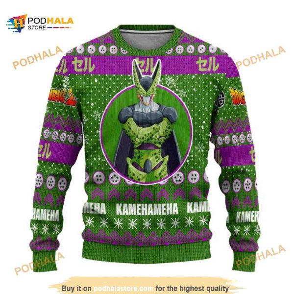 Cell Dragon Ball Anime Xmas Wool Ugly Sweater