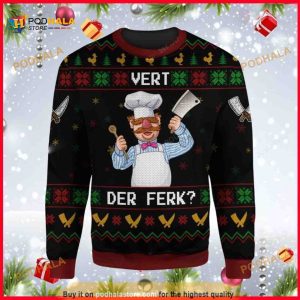 Chef Vert Der Ferk The Muppet Show Swedish Xmas Ugly Wool Sweater