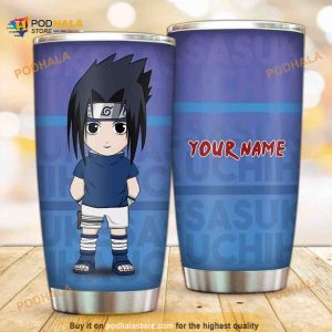 Chibi Sasuke Anime Custom Name Gift Travel Coffee Tumbler