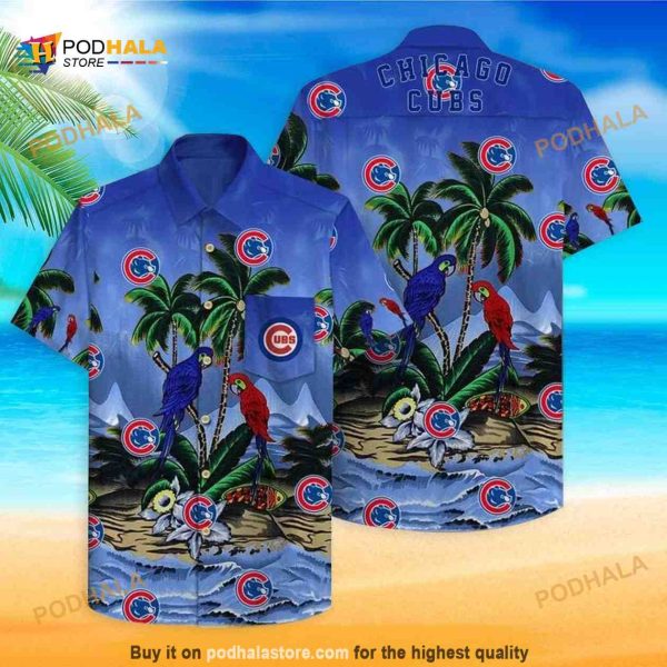 Chicago Cubs MLB Hawaiian Shirt, Parrots Couple Summer Beach Gift